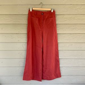 Clay/terracotta high-waisted wide leg linen pants